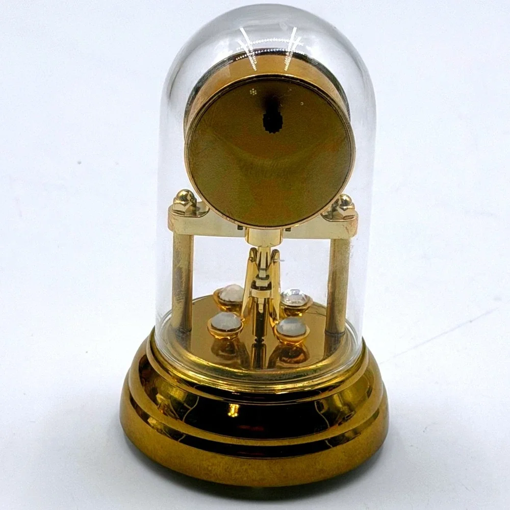 Linden West German Quartz Anniversary Dome Clock Gold Tone Roman Numerals 4.25